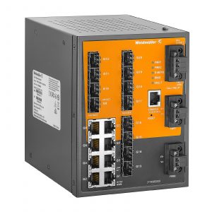 Weidmuller IE-SW-PL18M-2GC-16TX Network switch, managed, Fast/Gigabit Ethernet, Number of ports: 16 * RJ45 10/100BaseT(X), 2 * combo-ports (10/100/1000BaseT(X) or 1000BaseSFP), IP30, 0 °C...60 °C  Item No. 1241320000