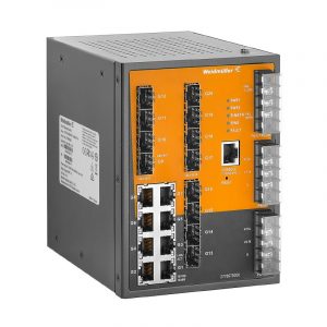 Weidmuller IE-SW-SL20M-8GT-12GESFP-HV Layer 2 Network Switch, managed, Gigabit Ethernet, IEC 61850-3 / IEEE 1613, high voltage, Number of ports: 8x RJ45, 12x 100/1000BaseSFP Slot, IP30, -40 °C...85 °C  Item No. 2778970000