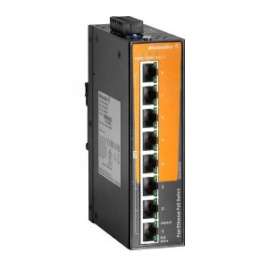 Weidmuller IE-SW-EL08-8POE Network switch, unmanaged PoE, Fast Ethernet, Number of ports: 8x RJ45 10/100 BaseT(X) PoE+, IP30, -40 °C...75 °C  Item No. 2682380000