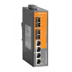 Weidmuller IE-SW-EL06-4POE-2SC Network switch, unmanaged PoE, Fast Ethernet, Number of ports: 4x RJ45 10/100 BaseT(X) PoE+, 2x SC Multi-mode, IP30, -40 °C...75 °C  Item No. 2682390000