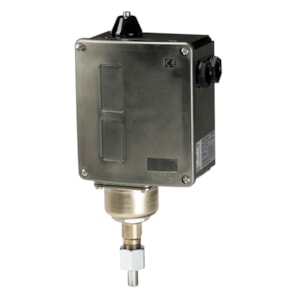 Danfoss Pressure switch, RT6AEB 017-513466 Regulation range [bar] Pe: 10 - 28, Differential [bar]: 1.5, Contact function: SPDT gold, Reset function: Manual Max, Pressure connection type: G, Pressure connection size: 3/8, Pressure Male/Female: Male, Enclosure rating IP: IP54, Max. Working Pressure [bar]: 34