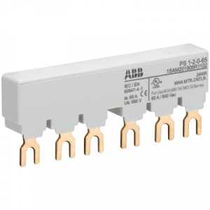 1SAM201906R1102 / PS1-2-0-65 ABB 3-phase busbars ensure a quick and safe connection of 2 MS132 or MS116 manual motor starters without lateral auxiliary contacts