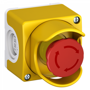 1SFA619821R2001 / CEPY1-2001 ABB Assembled Enclosure with Shroud - 40mm Mushroom Emergency Stop - Twist Release - 2NC - Horisontally mounted