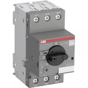 1SAM250000R1011 / MS116-16 ABB compact 45 mm width device with a rated operational current of Ie = 16.0 A. This device is used to manually switch on